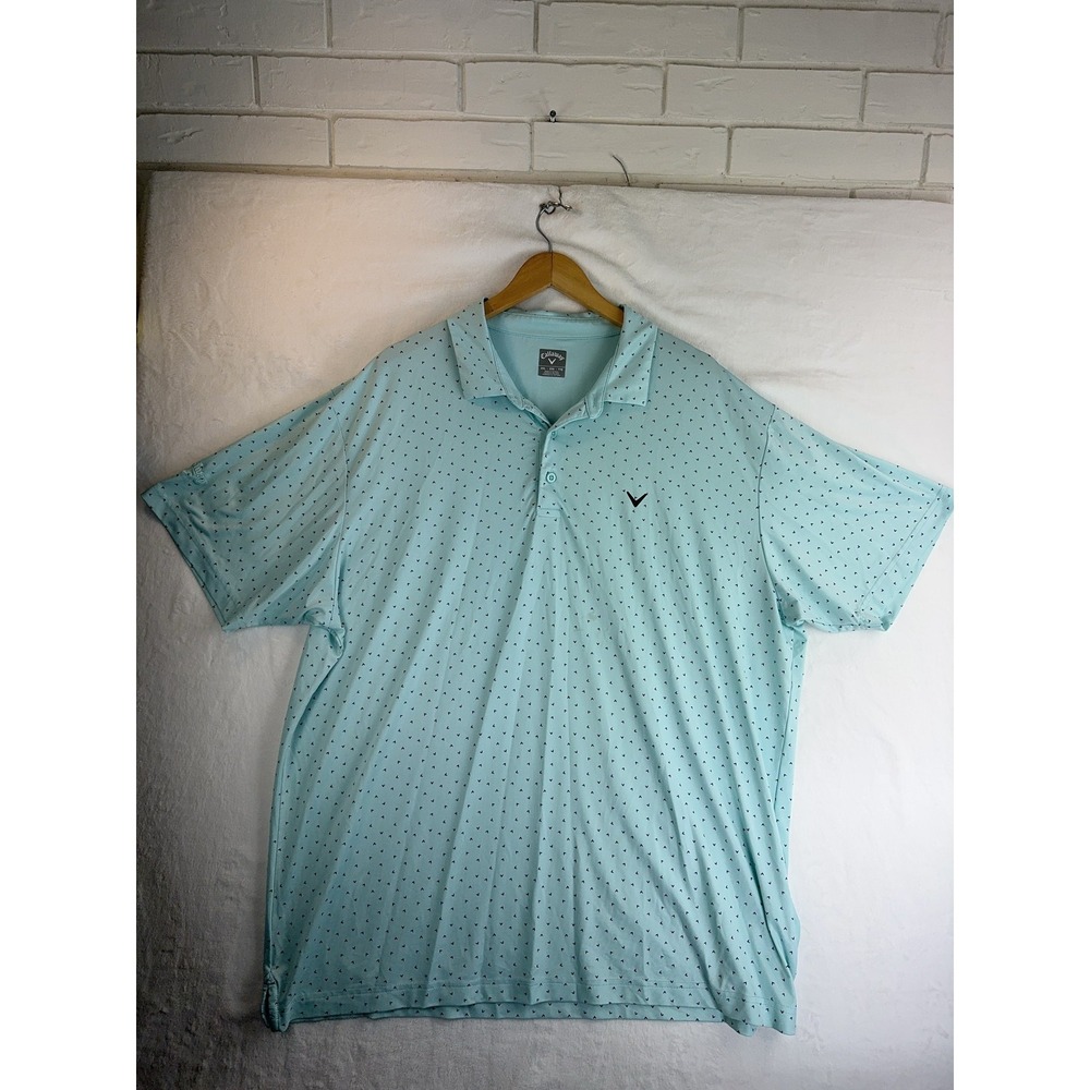 Callaway Polo Shirt Mens 2XL Blue Golf Performance Stretch Short Sleeve Logo